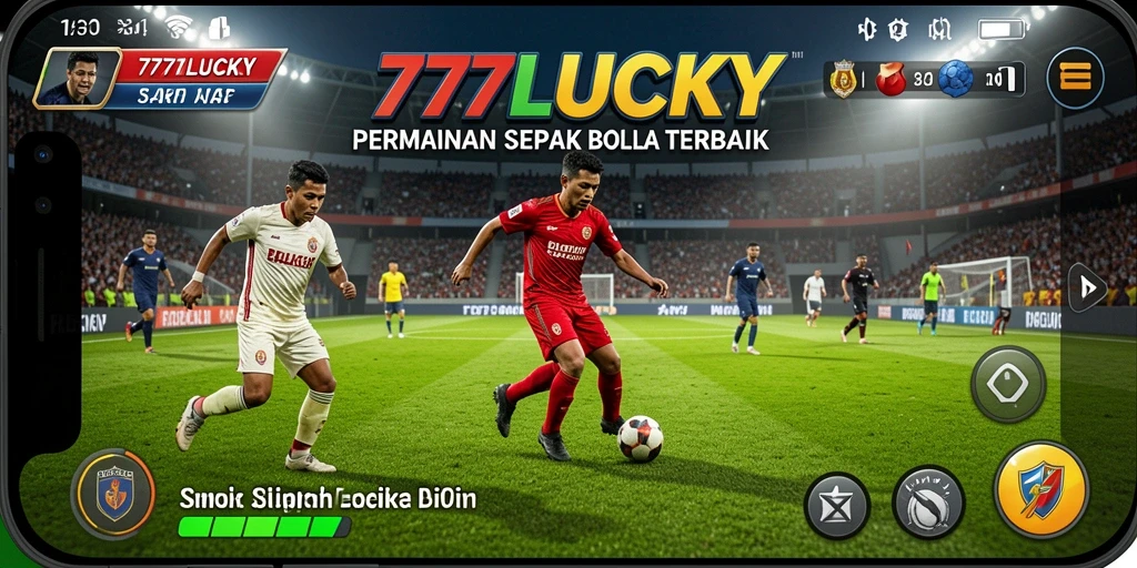 Screenshot gameplay 777LUCKY menampilkan suasana pertandingan sepak bola yang seru.