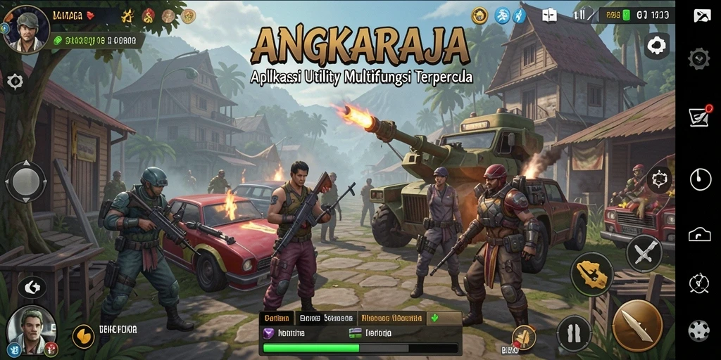 Tampilan utama ANGKARAJA dengan fitur-fitur utilitas yang lengkap.