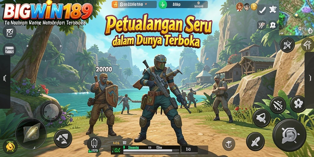 Screenshot gameplay BIGWIN189 yang menunjukkan eksplorasi dunia terbuka.