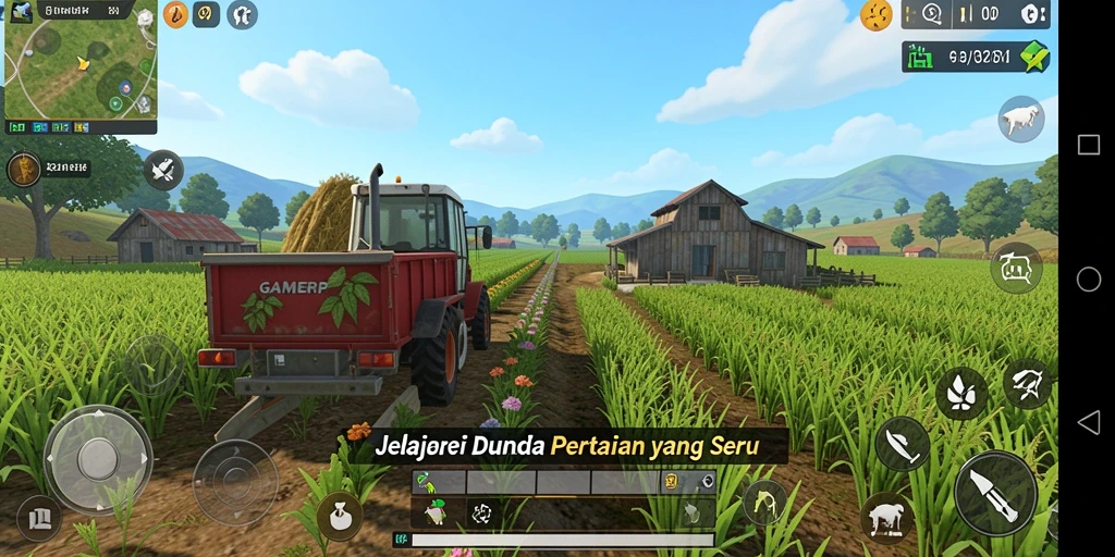Tangkapan layar menunjukkan gameplay menarik dalam GAMERP yang mencerminkan aktivitas Farming.