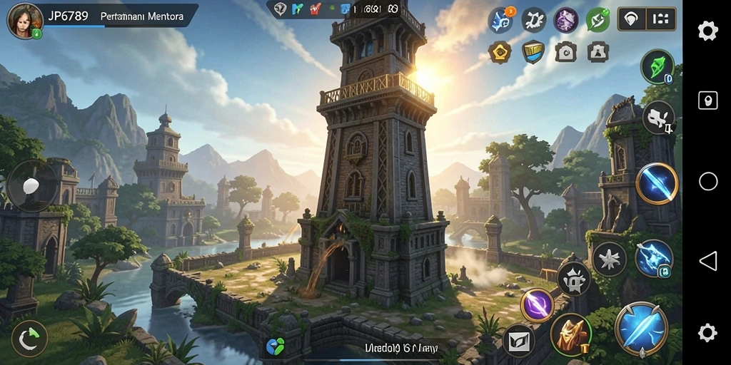 Tangkapan layar utama gameplay JP6789 yang menampilkan aksi Tower Defense.