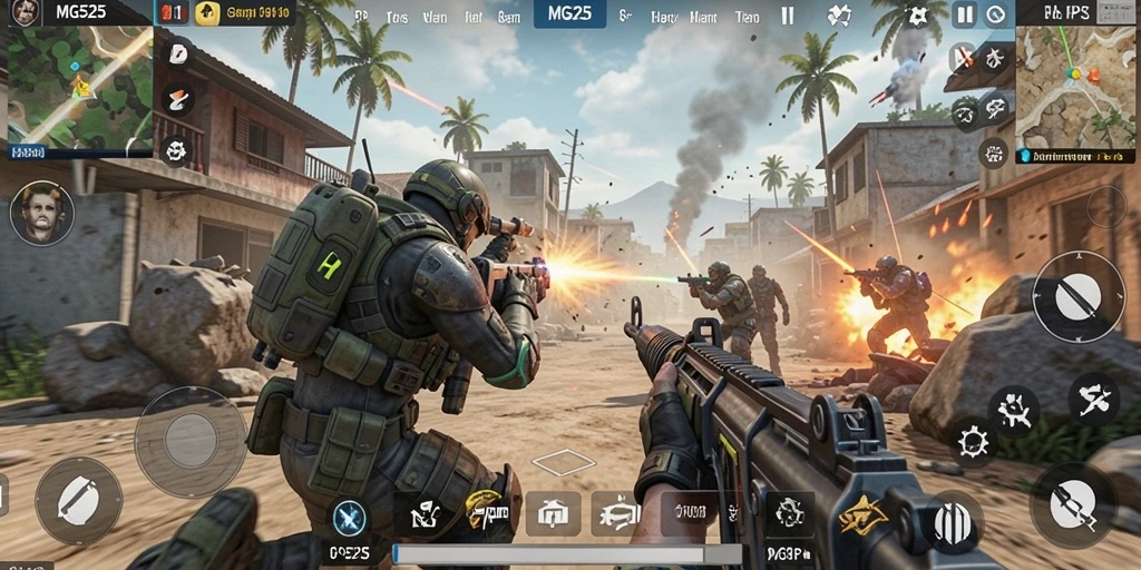 Tangkapan layar utama MG525 menampilkan aksi mendebarkan dari gameplay TPS.
