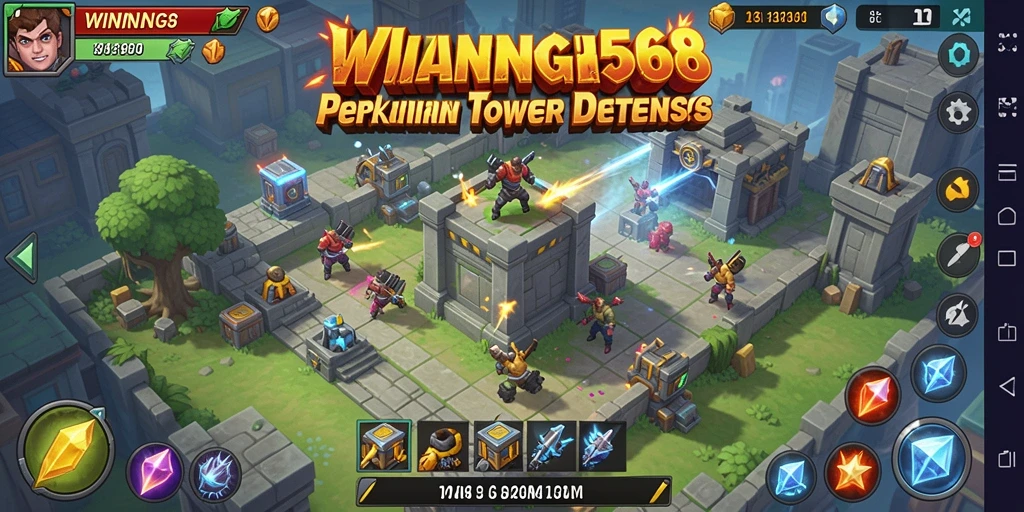 Gameplay mendebarkan dalam WINNING568 Tower Defense.